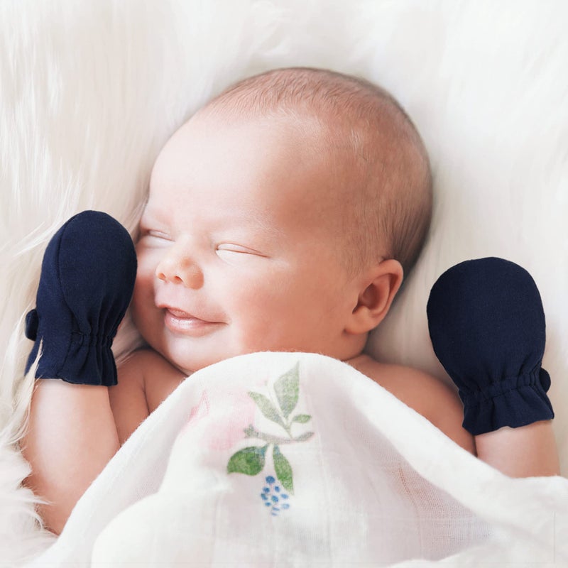 Reyow Newborn Baby No Scratch Mittens Stay On, 100% Cotton Breathable, Adjustable Infant Gloves for Baby Boys Girls Mittens - Image 3